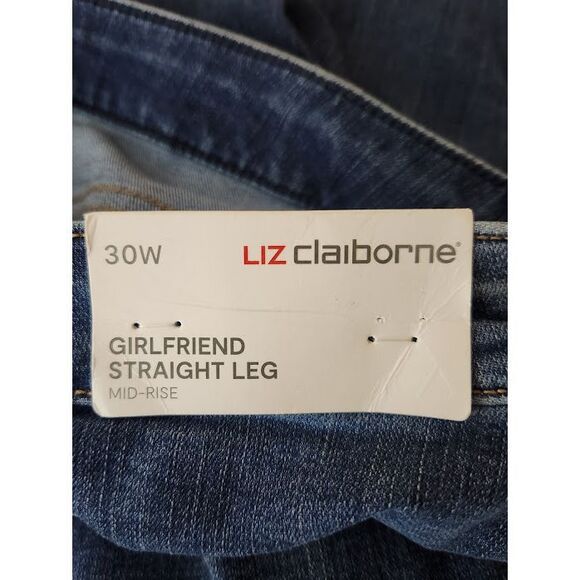 Women's Liz Claiborne Girlfriend Straight Leg Mid-rise Jeans Size 30W NWT - Picture 3 of 7